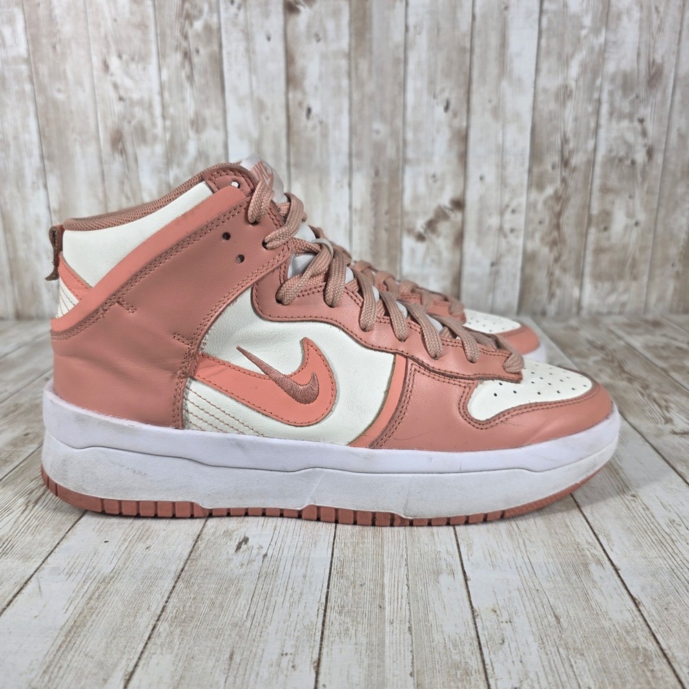 Nike Dunk High Up Women's Platform‎ Sneakers Peach White Casual Shoes 7